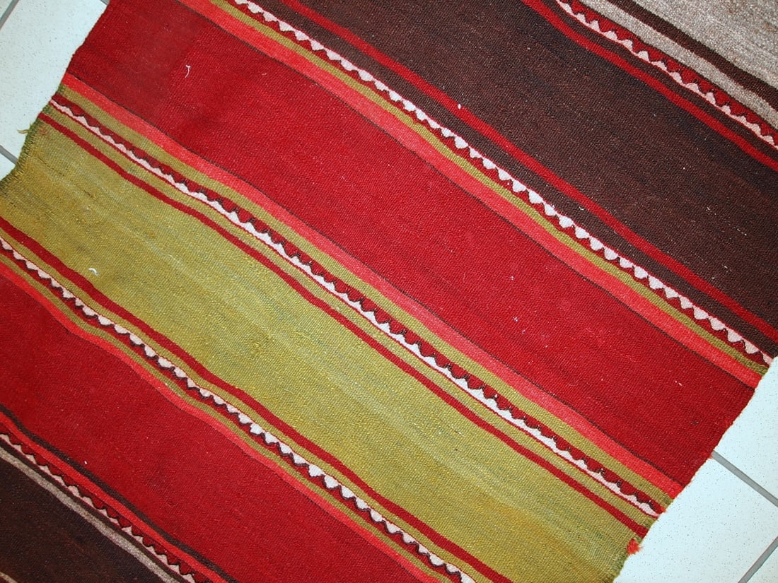 Handmade vintage Persian Ardabil kilim runner 2.6' x 9.5' ( 80cm x 290cm ) 1950s - 4