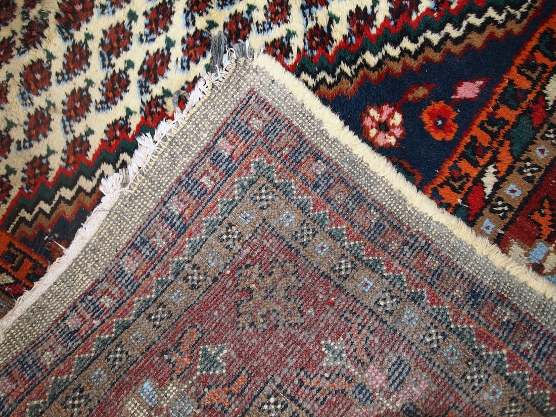 Handmade vintage Persian Hamadan rug 5.7' x 7.9' (175cm x 240cm) 1970s - 12
