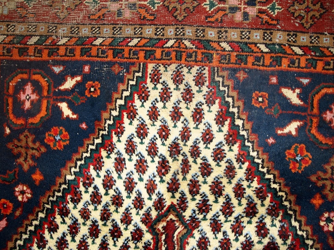 Handmade vintage Persian Hamadan rug 5.7' x 7.9' (175cm x 240cm) 1970s - 4