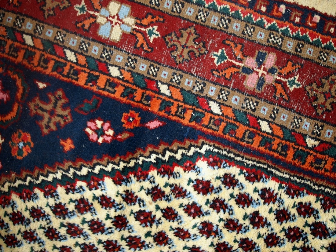 Handmade vintage Persian Hamadan rug 5.7' x 7.9' (175cm x 240cm) 1970s - 7