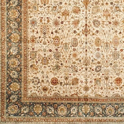 Hand-Knotted Indo-Persian Ivory Black Oriental Area Rug Carpet 11'10" x 18'3" - 5