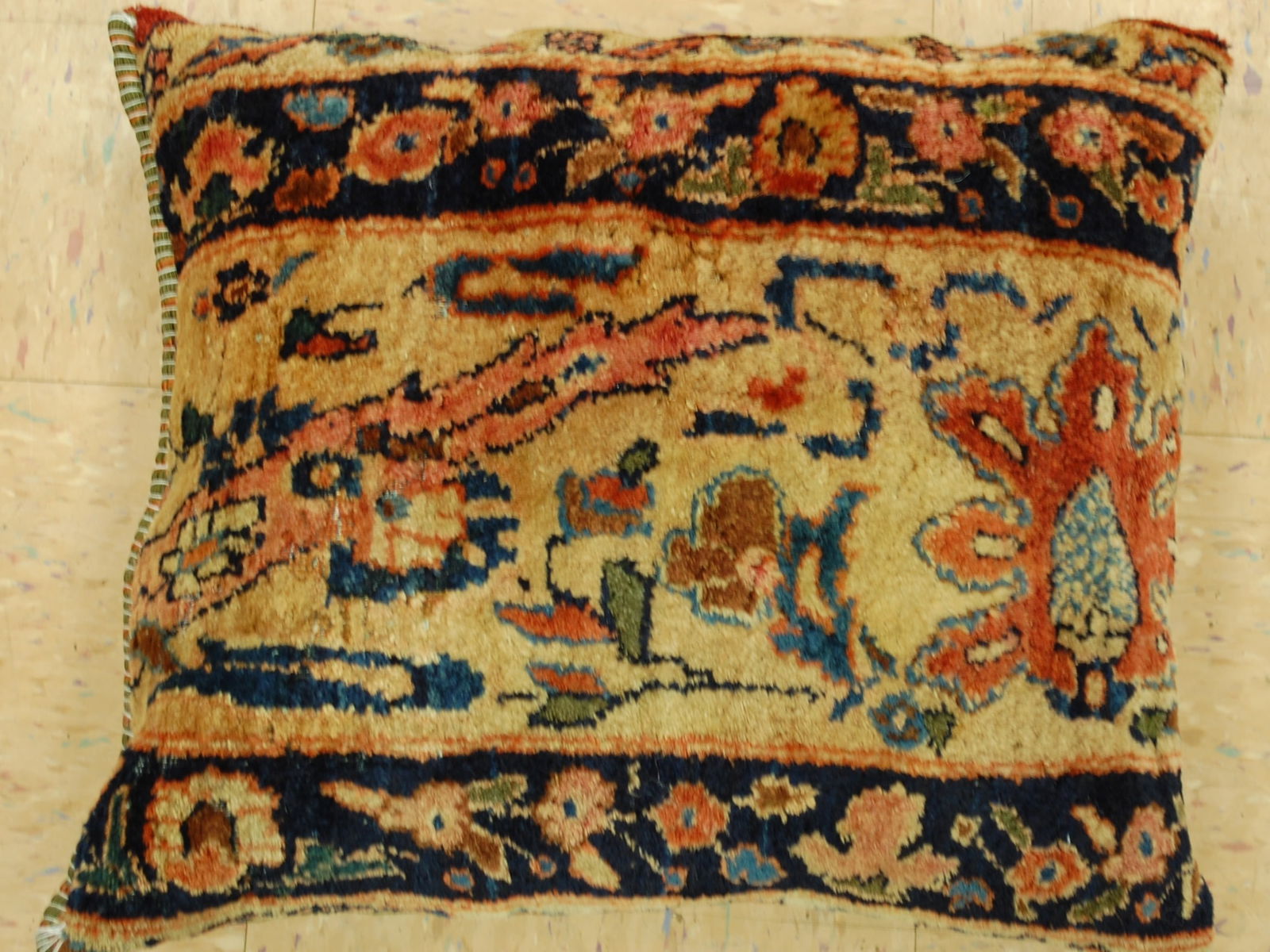 Hand-Made antique rug Pillow Cushion Rug 1'2" x 1' 8" (1 of 6)