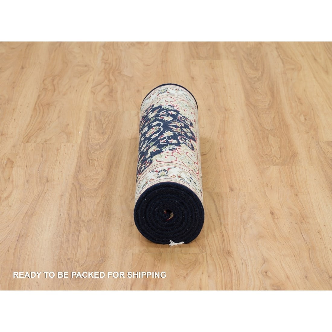 Midnight Blue, Nain Design, 250 KPSI, Wool Hand Knotted Runner Rug - 6