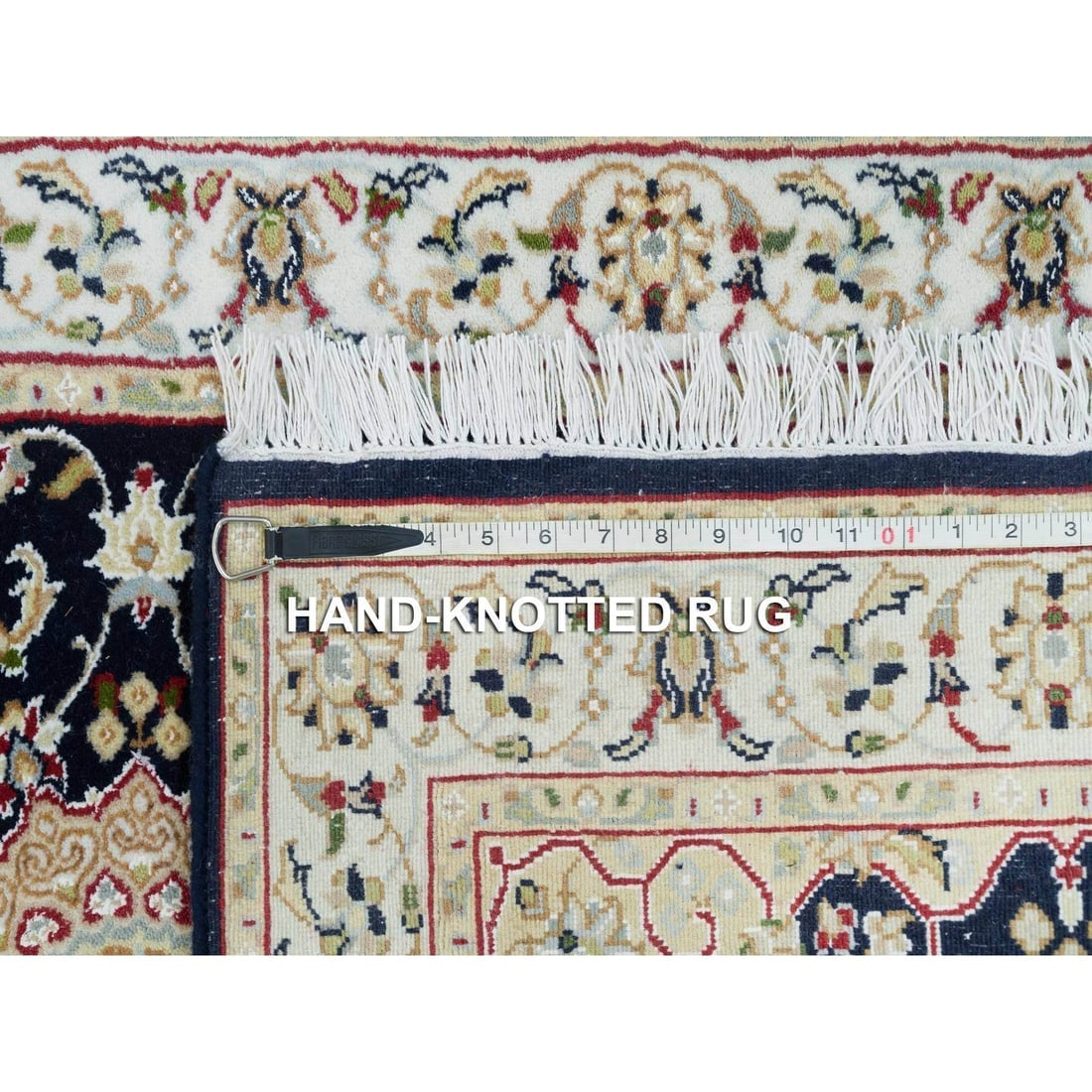 Midnight Blue, Nain Design, 250 KPSI, Wool Hand Knotted Runner Rug - 8