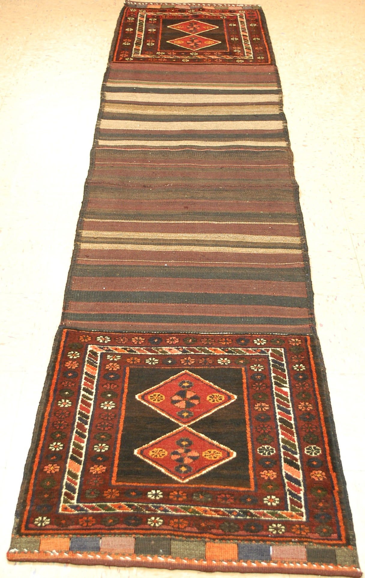 CAUCASIAN RUG 2'4"x10'2": Title: CAUCASIAN RUG 2'4"x10'2" Description:ANTIQUE HIGHLY COLLECTABLE TRUE EXCLUSIVE CAUCASIAN SHIRVAN HORSE COVER ....USED ON HORSES DURING COLDER MONTHS TOO KEEP BOTH BACK AND CHEST OF HORSE WARM