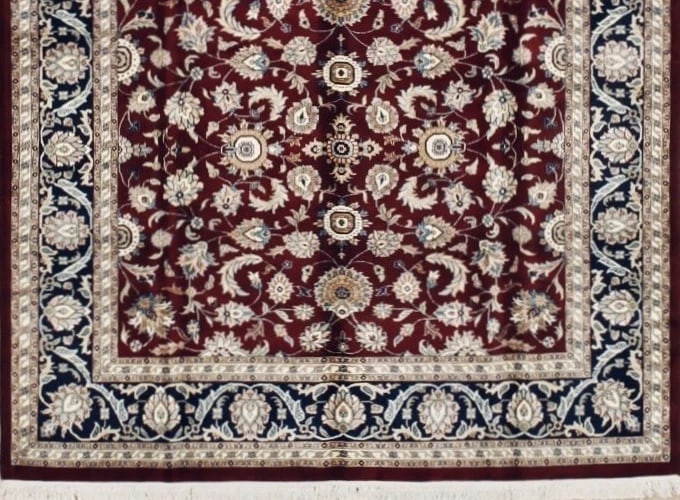 Hand Knotted Indo-Tabriz Red Wool Oriental Area Rug Carpet 7'9" x 8' - 2