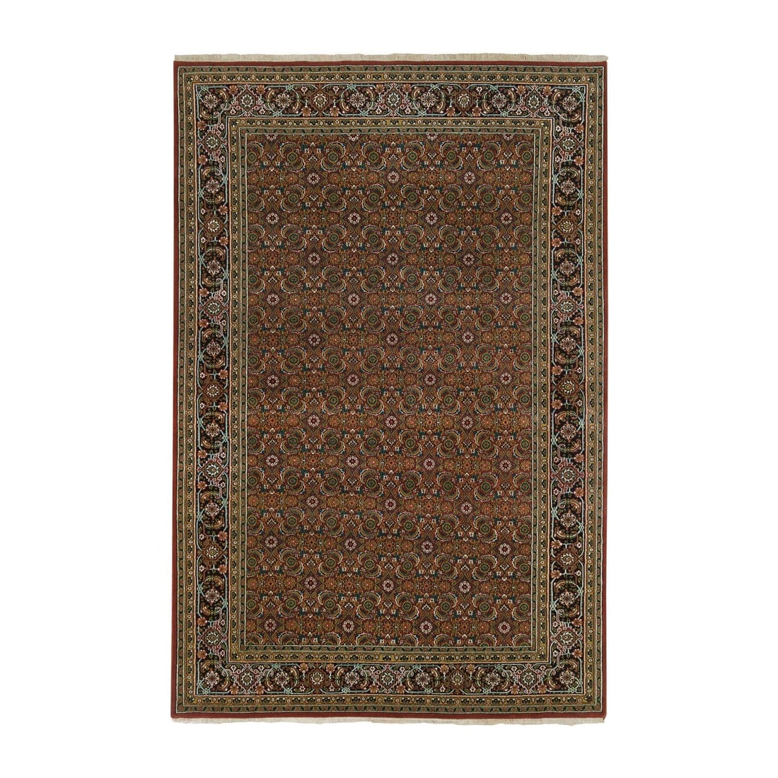 Red Herati Design Hand Knotted 250 KPSI Wool/Silk Oriental Rug: Title: Red Herati Design Hand Knotted 250 KPSI Wool/Silk Oriental RugDescription: This is a truly genuine one-of-a-kind. It has been Knotted for months and months in the centuries-old weaving