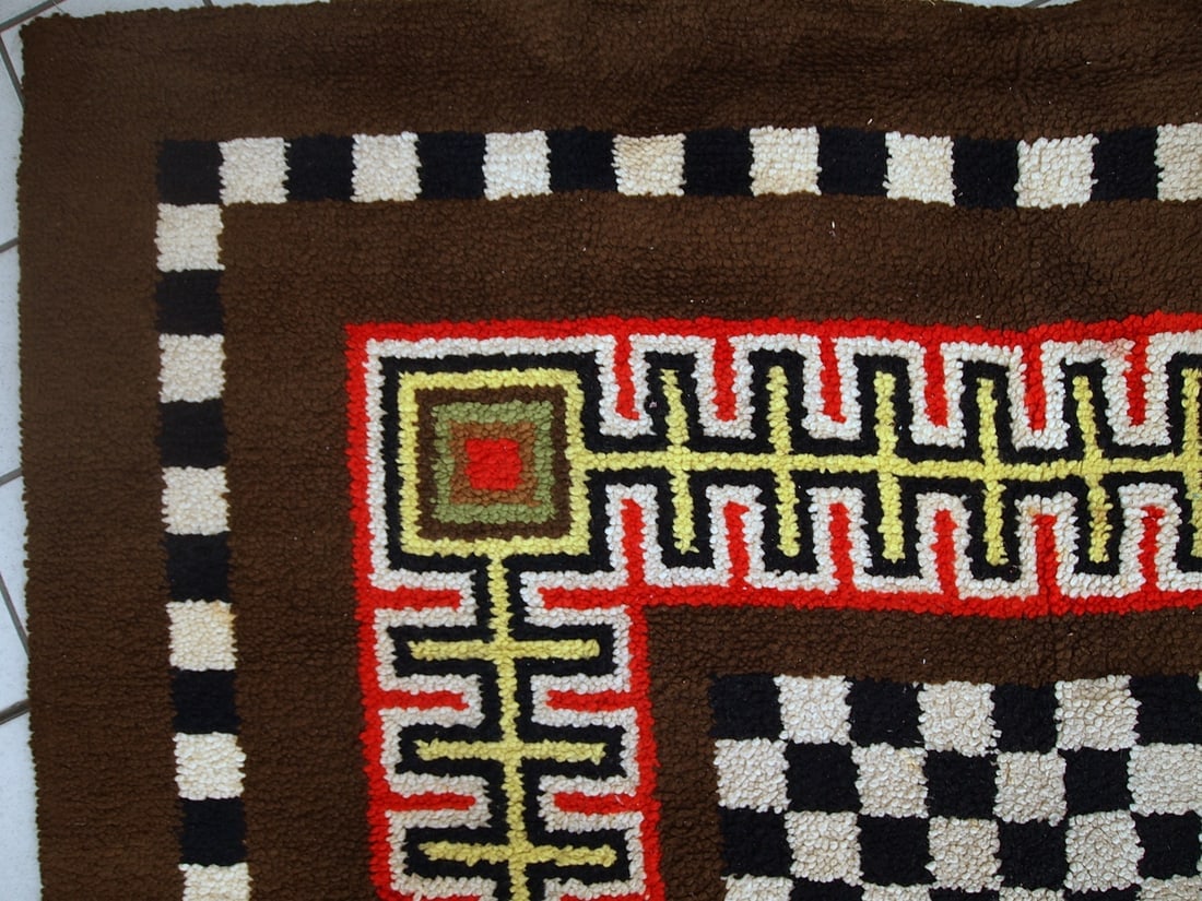 Handmade vintage French Modern rug 5.9' x 10.5' (180cm x 322cm) 1960s - 2