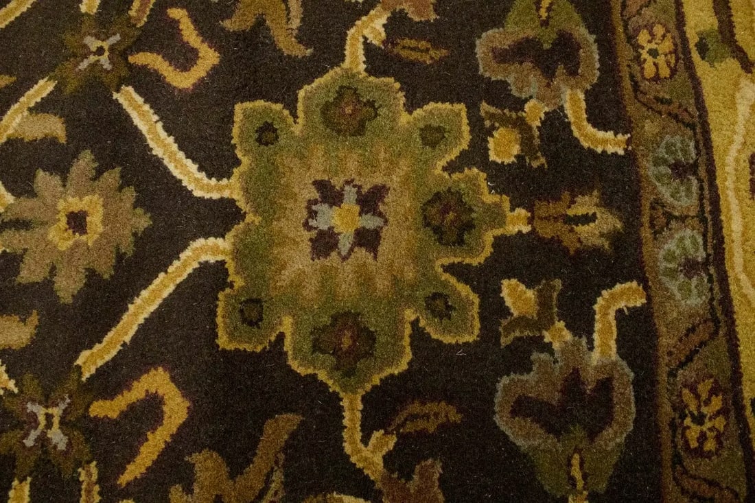 Dark Brown Floral Modern 8X11 Oriental Hand-Tufted Rug - 11