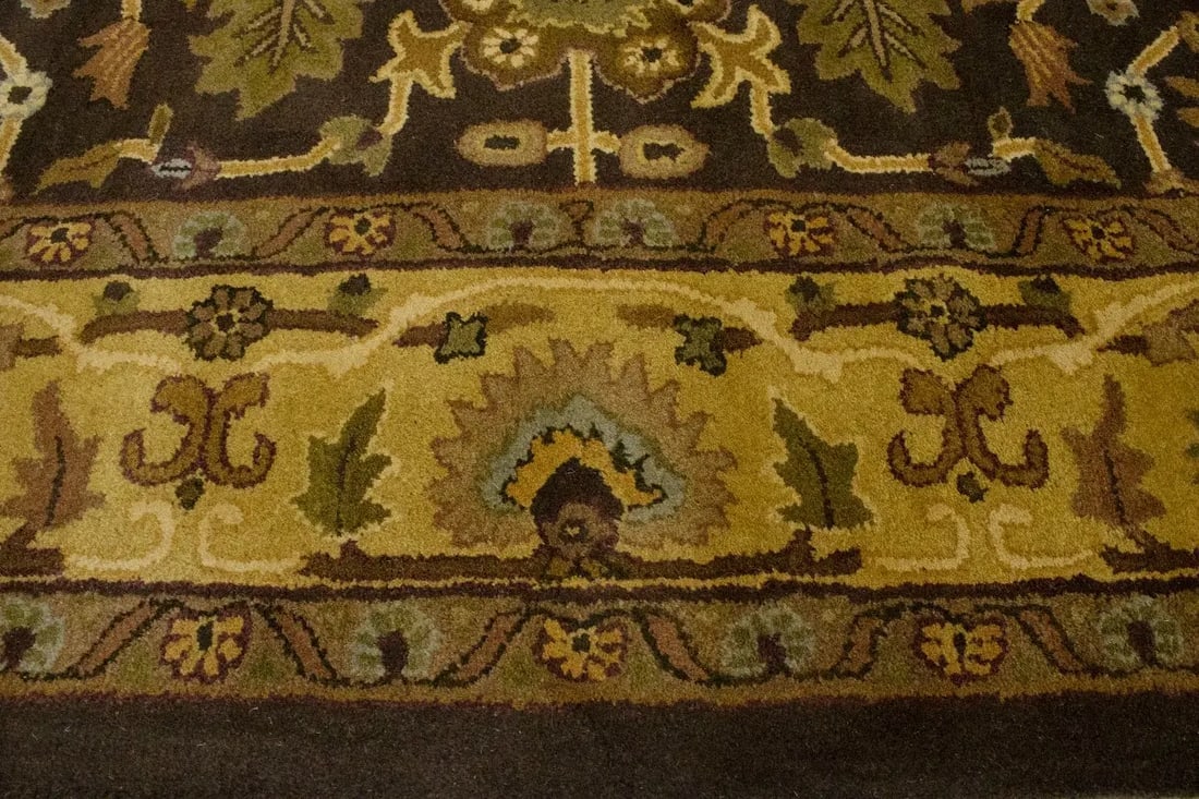 Dark Brown Floral Modern 8X11 Oriental Hand-Tufted Rug - 12