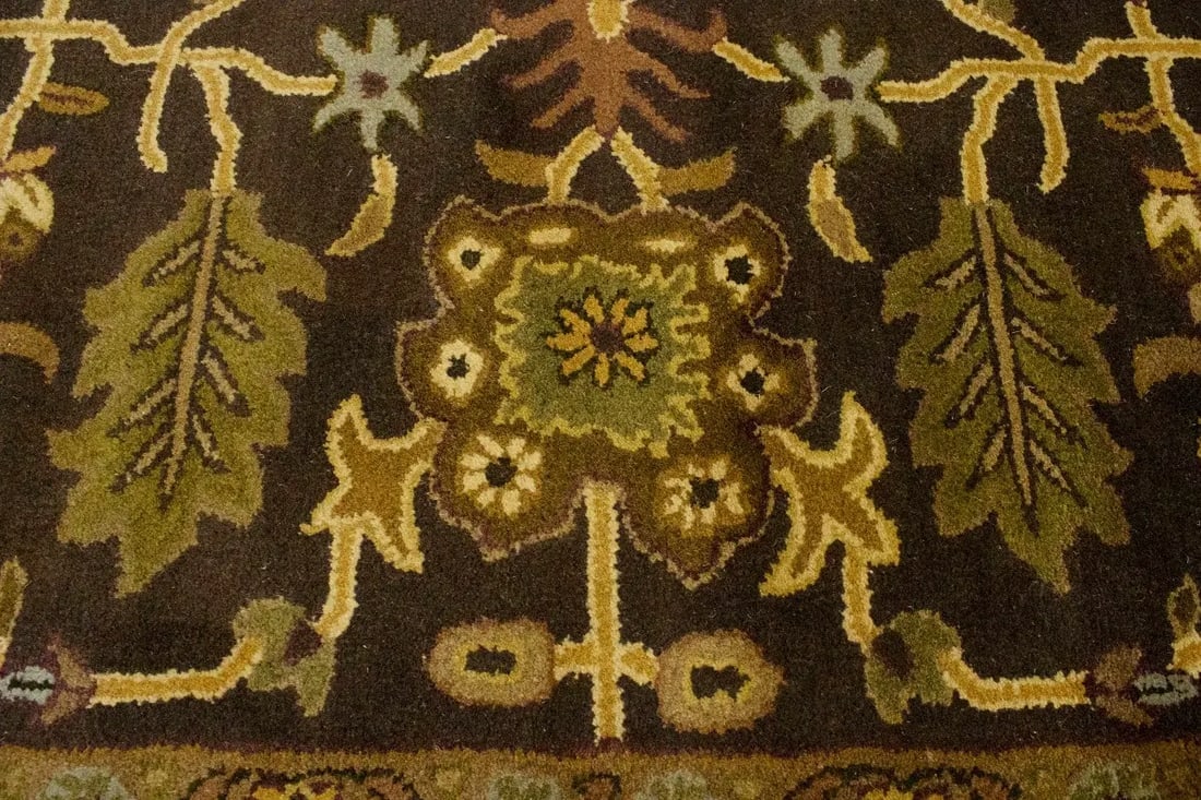 Dark Brown Floral Modern 8X11 Oriental Hand-Tufted Rug - 13