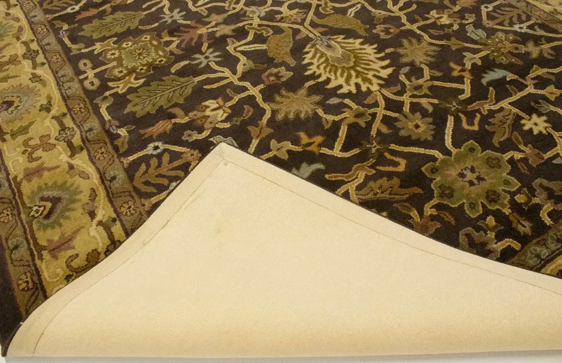 Dark Brown Floral Modern 8X11 Oriental Hand-Tufted Rug - 16