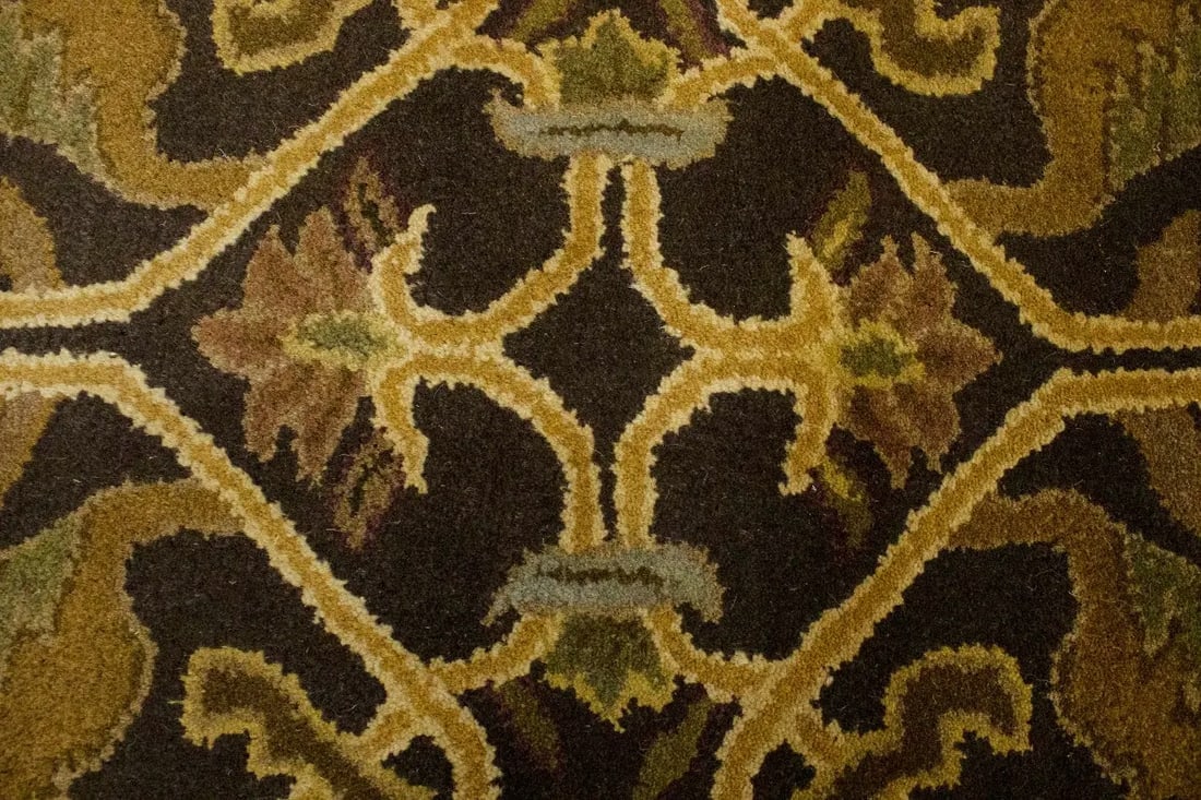 Dark Brown Floral Modern 8X11 Oriental Hand-Tufted Rug - 7