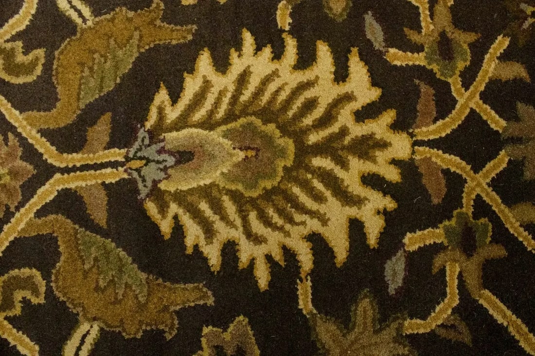 Dark Brown Floral Modern 8X11 Oriental Hand-Tufted Rug - 8