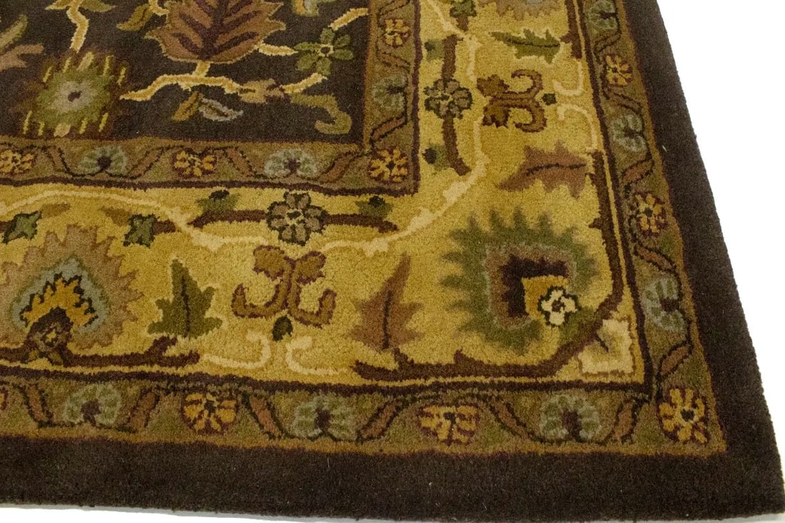 Dark Brown Floral Modern 8X11 Oriental Hand-Tufted Rug - 9