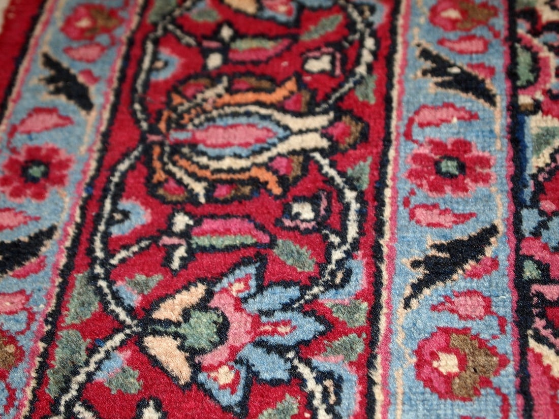 Handmade vintage Persian Kazvin rug 3.3' x 4.7' (100cm x 144cm) 1970s - 9