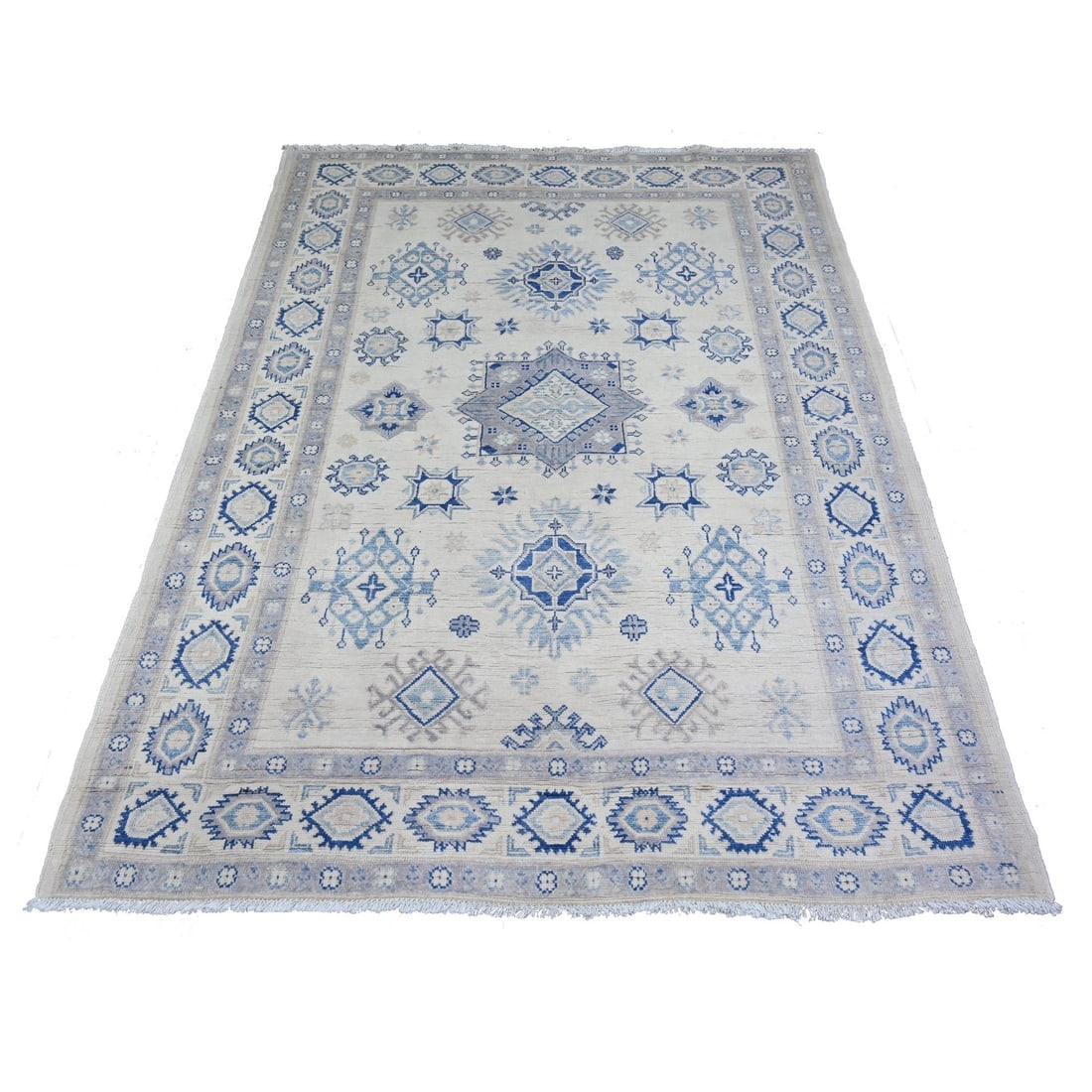 Feather White Kazak High Grade Wool Hand Knotted Oriental Rug (1 of 6)