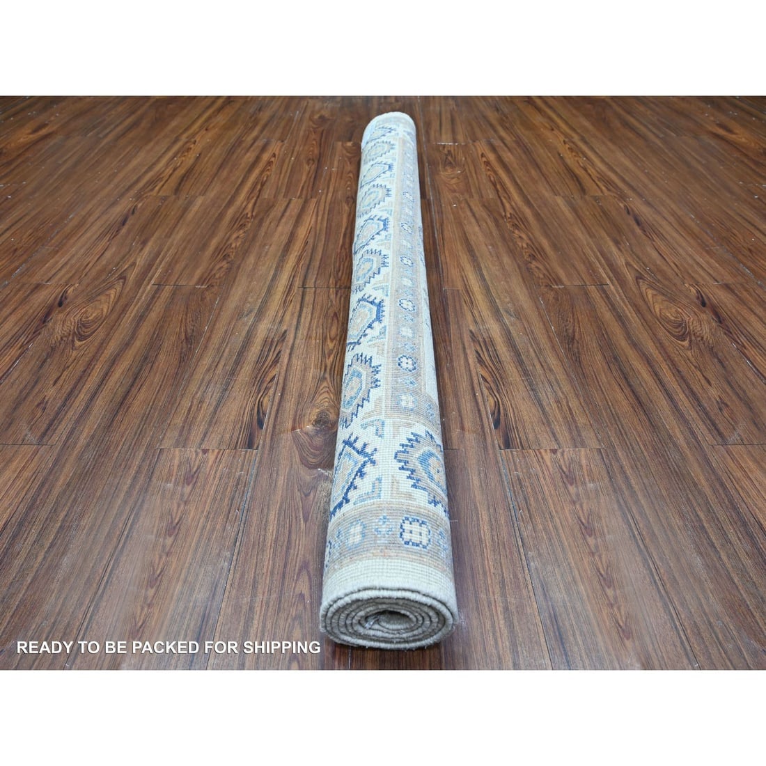 Feather White Kazak High Grade Wool Hand Knotted Oriental Rug - 4