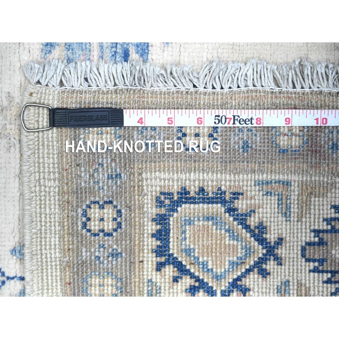 Feather White Kazak High Grade Wool Hand Knotted Oriental Rug - 6