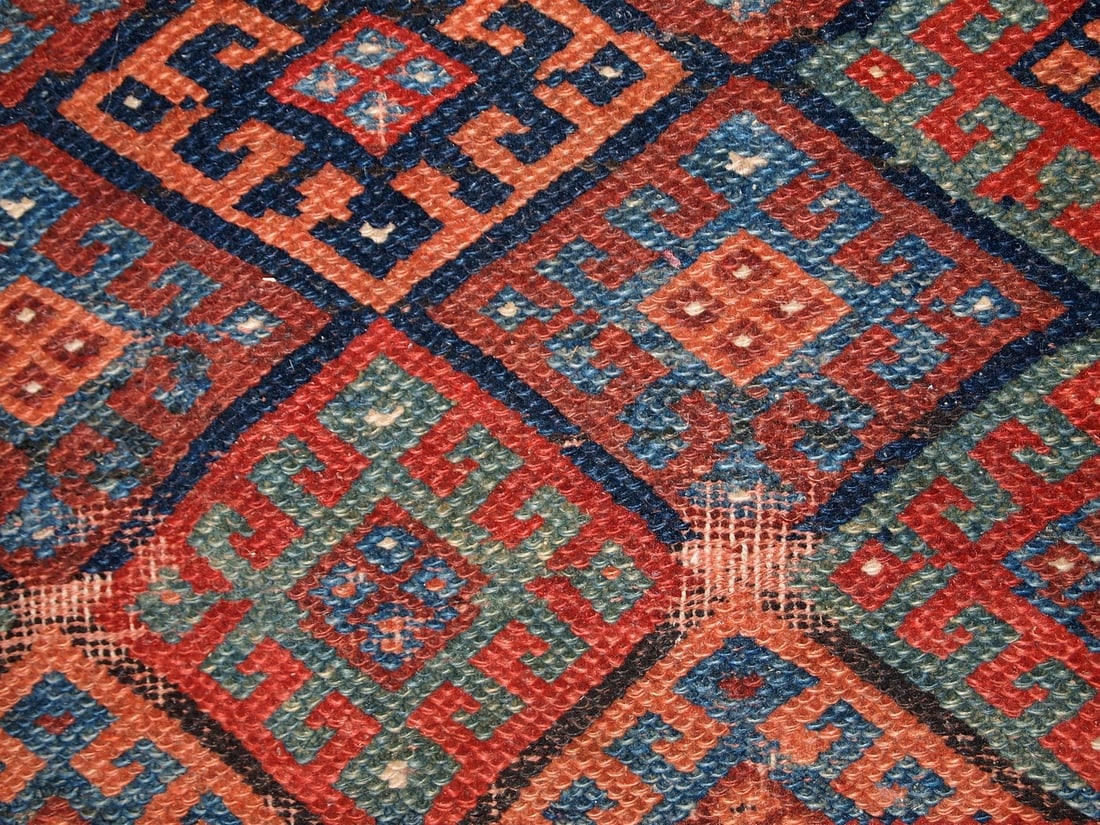 Handmade antique collectible Persian Kurdish bag 1.8' x 2.4' (56cm x 73cm) 1880s - 6