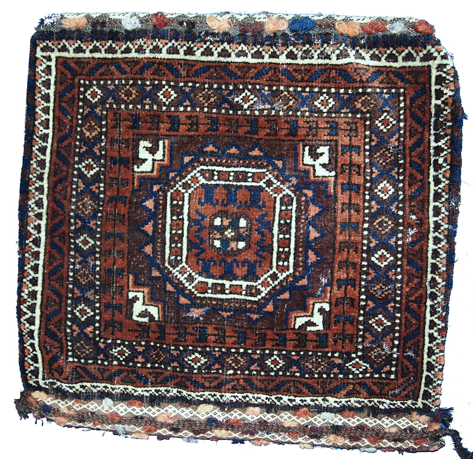 Handmade antique Afghan Baluch bag 1.4' x 1.5' ( 44cm x 45cm ) 1900s (1 of 8)