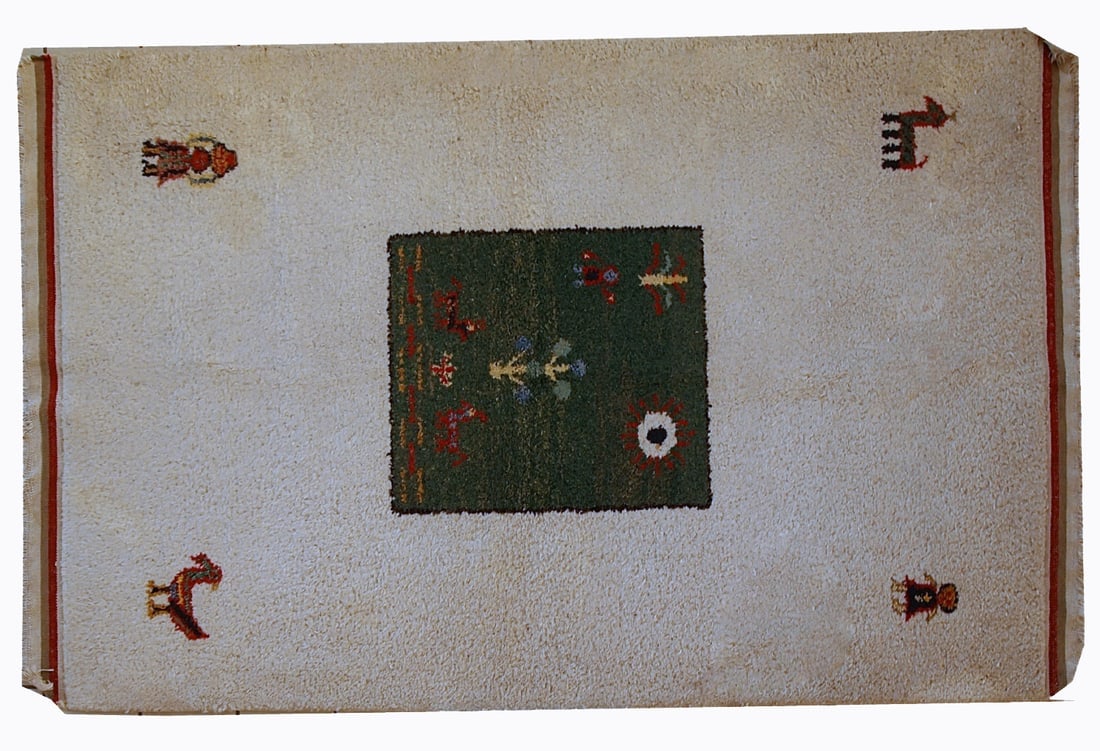 Handmade vintage Persian Gabbeh rug 4.6' x 7' ( 140cm x 215cm ) 1960 - 2