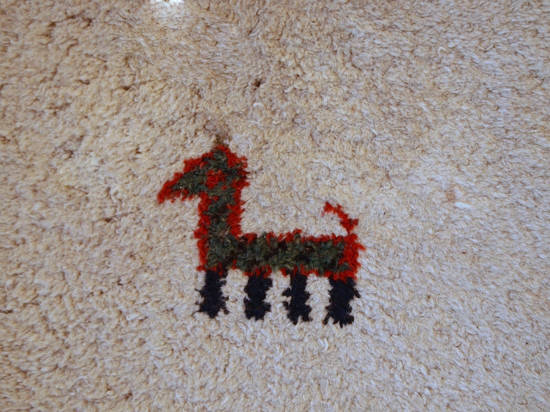 Handmade vintage Persian Gabbeh rug 4.6' x 7' ( 140cm x 215cm ) 1960 - 8