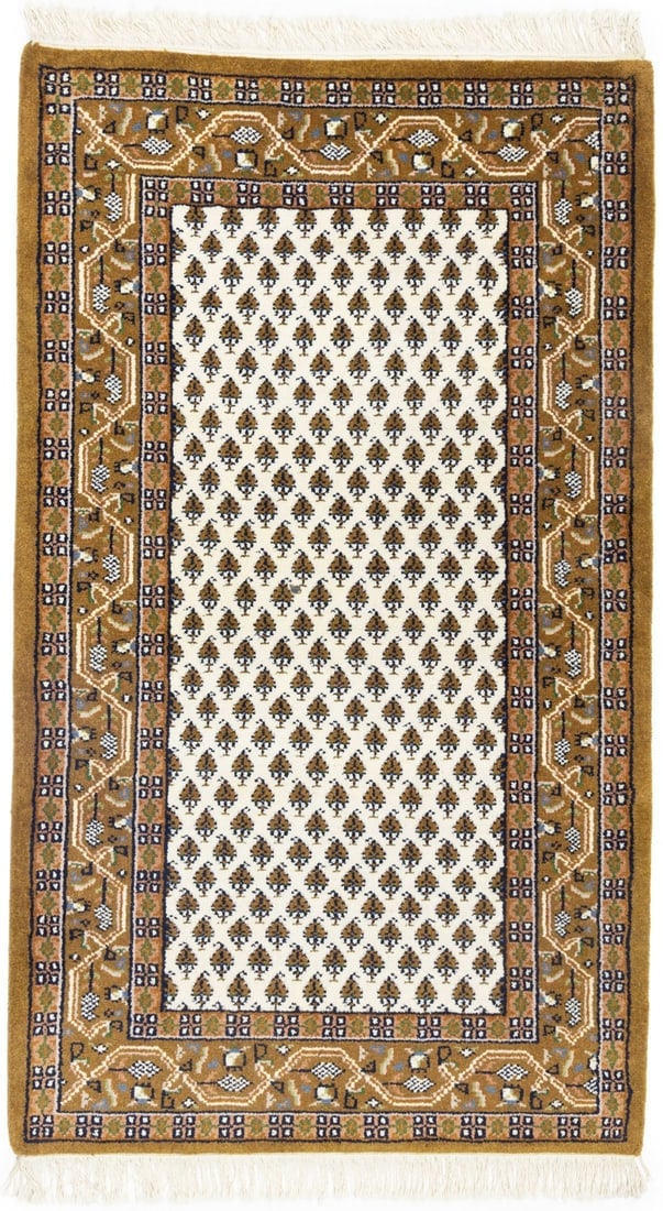 Cream Floral 3X5 Indo Botemir Oriental Rug: Title:Cream Floral 3X5 Indo Botemir Oriental RugDescription:Handmade 3X5 cream oriental rug made with vegetable dyes (fine wool pile and cotton foundation), exceptional knot count, and appealing