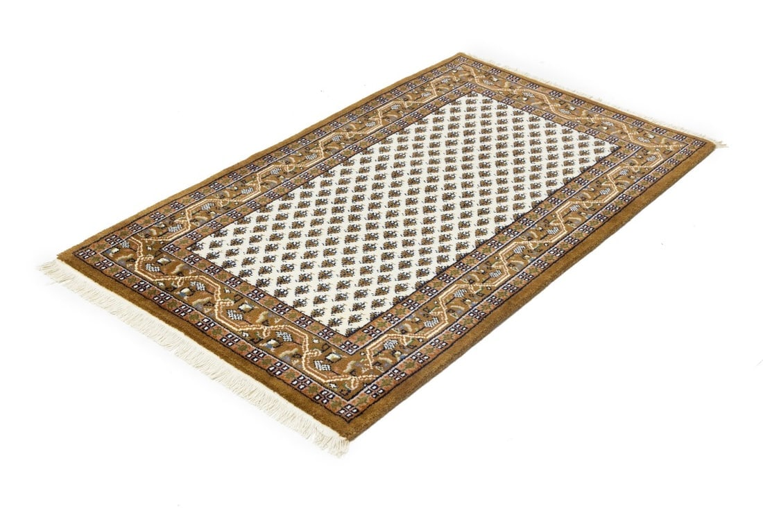 Cream Floral 3X5 Indo Botemir Oriental Rug - 6