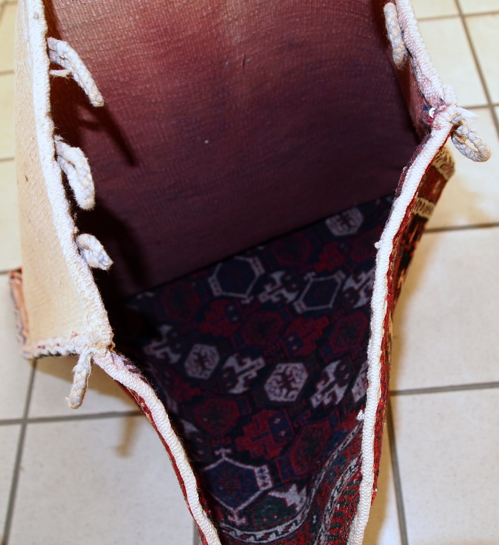 Handmade vintage Persian Afshar salt bag 1,7' x 1,8' ( 51cm x 57cm ) 1980 - 4