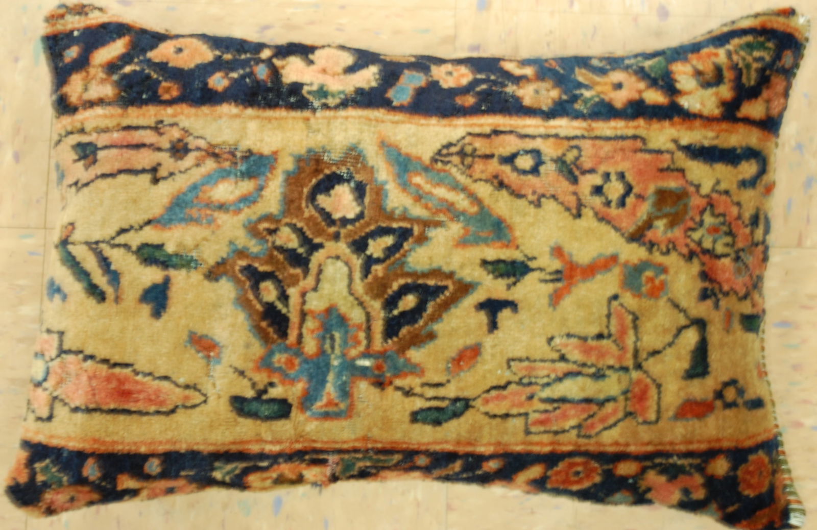 Hand-Made antique rug Pillow Cushion Rug 1'2" x 1' 8" (1 of 6)