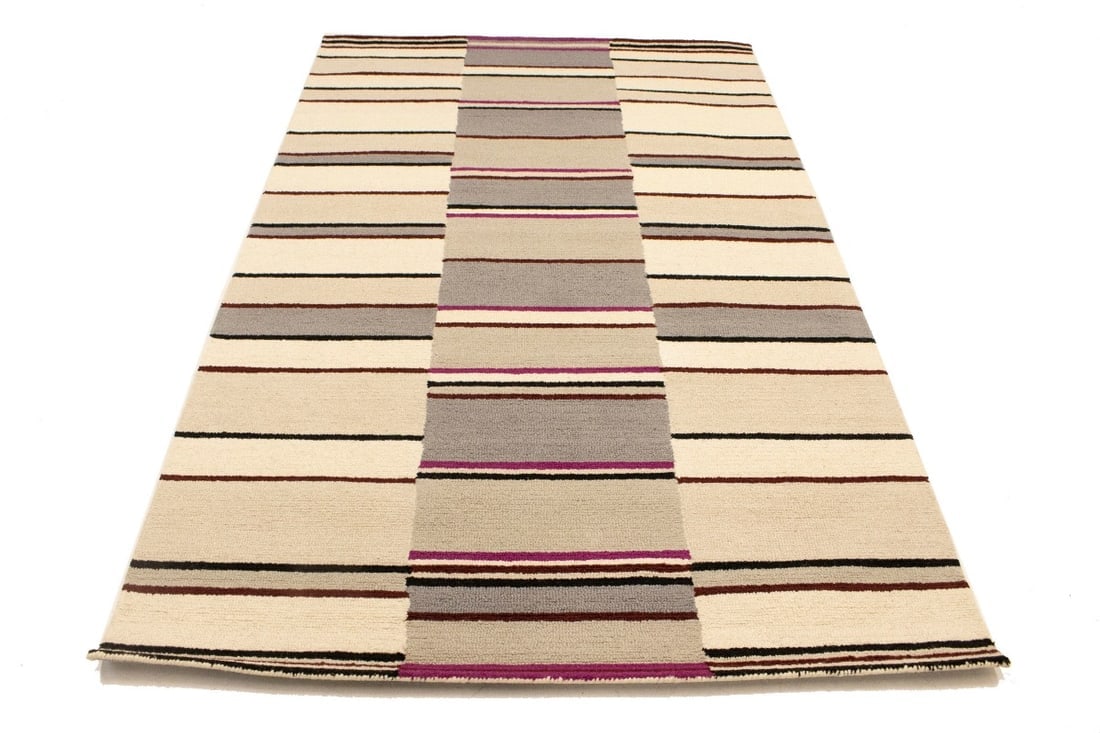 Multicolored Stripes 5X8 Hand-Tufted Modern Rug - 7