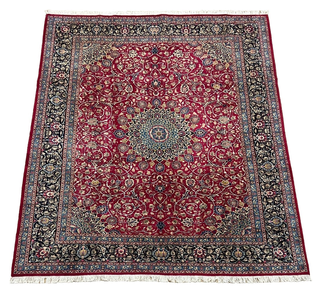 Hand Knotted Persian Kashmar Rug Magenta Red Wool 9'10" x 12'9" Area Carpet - 11