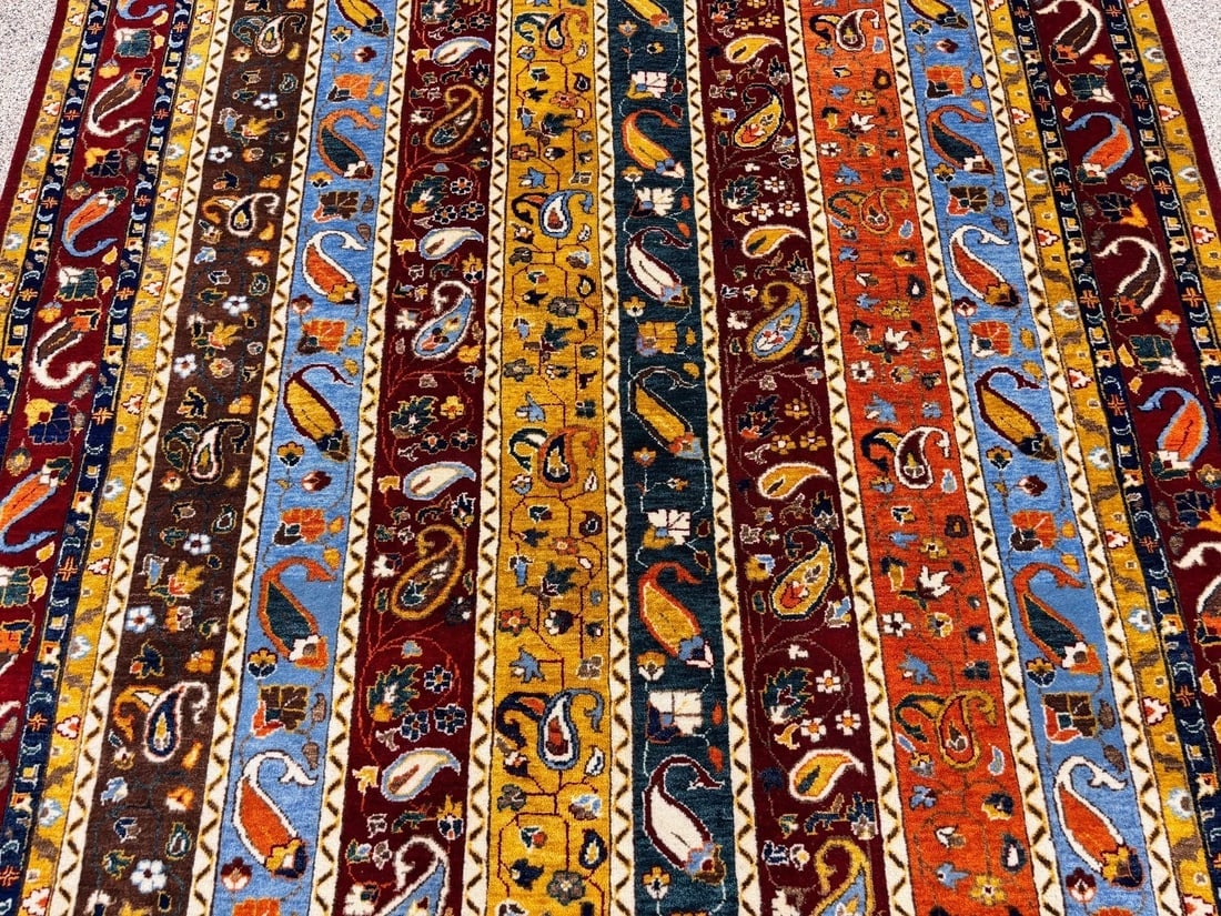 Hand-Knotted Caucasian Paisley Wool Tribal Oriental Area Rug Carpet 6' x 8'8" - 3