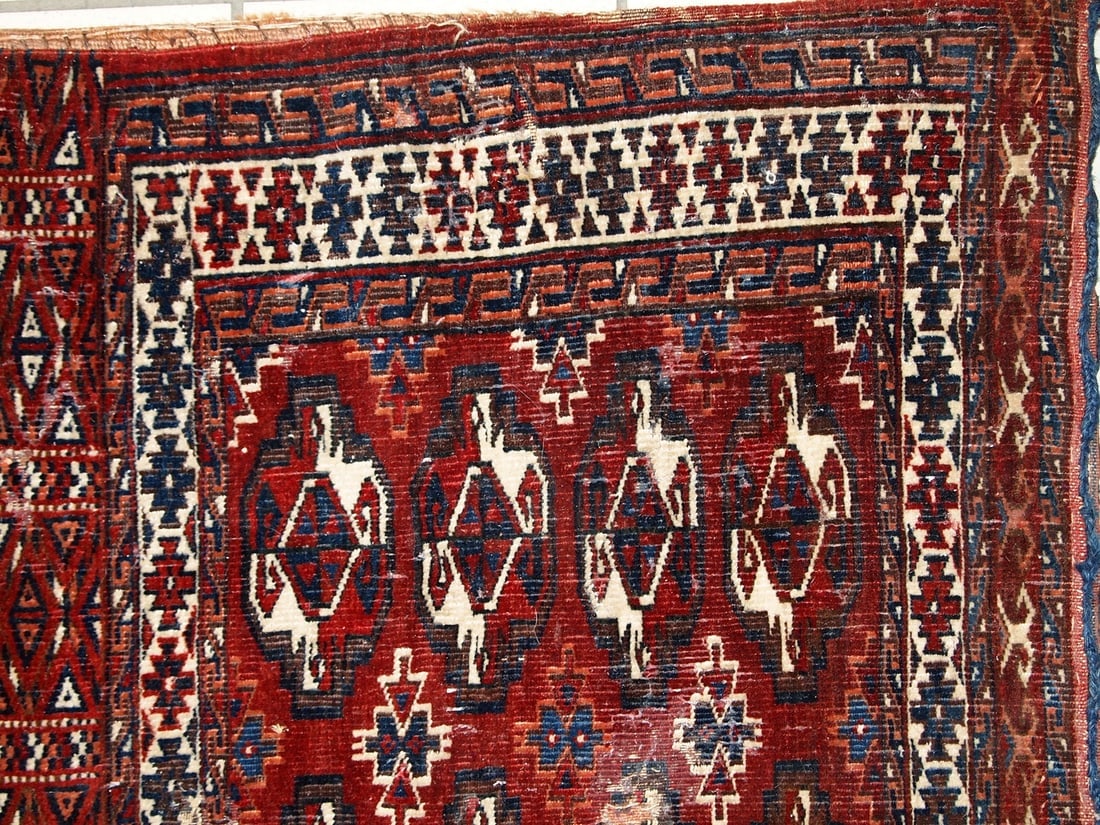Handmade antique Turkmen Yomud torba bag 2.2' x 3.8' (70cm x 118cm) 1900s - 2