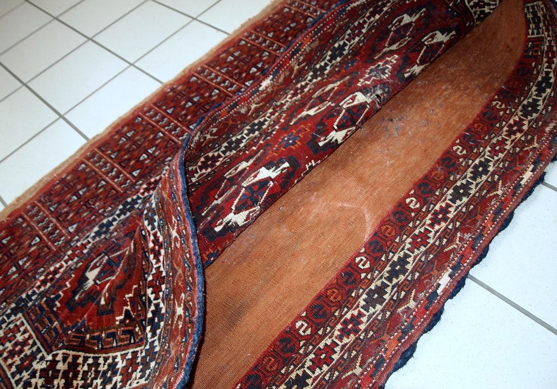 Handmade antique Turkmen Yomud torba bag 2.2' x 3.8' (70cm x 118cm) 1900s - 6