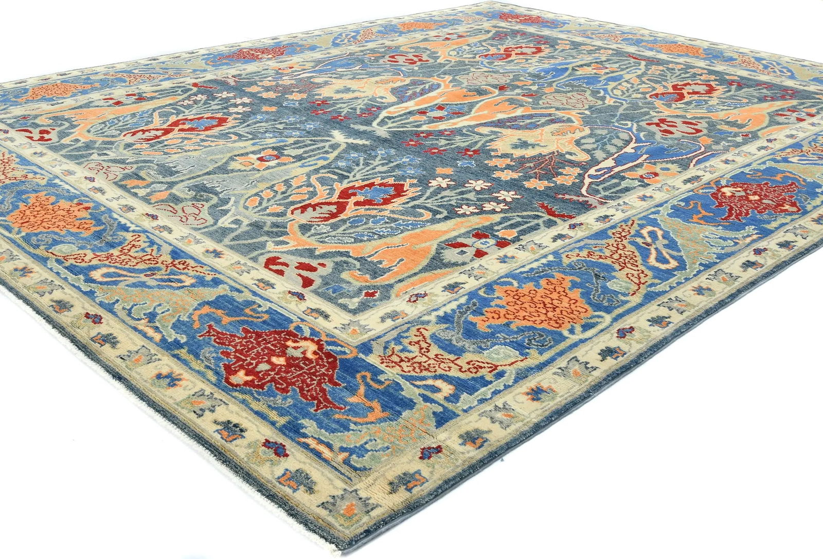 Muted Colors Floral Transitional 8X10 Oriental Rug - 3