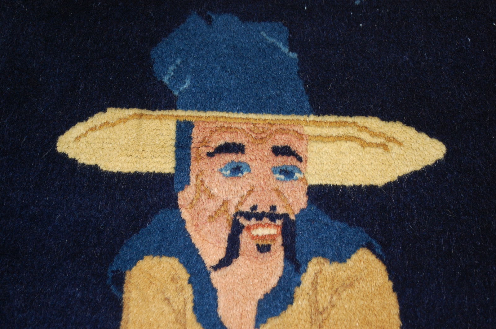 c1950s ANTIQUE PICTURAL CHINESE RUG OF MAN RIDING THE DONKY,SIZE OF 2'7" X 5'1" - 10