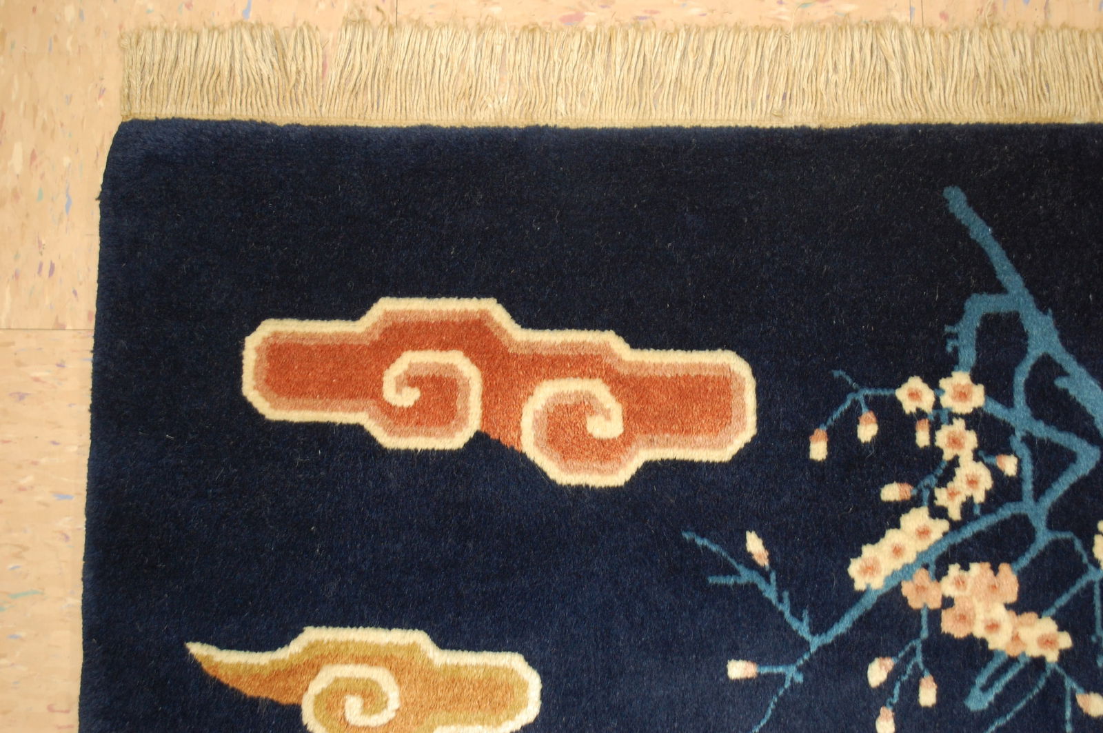 c1950s ANTIQUE PICTURAL CHINESE RUG OF MAN RIDING THE DONKY,SIZE OF 2'7" X 5'1" - 4