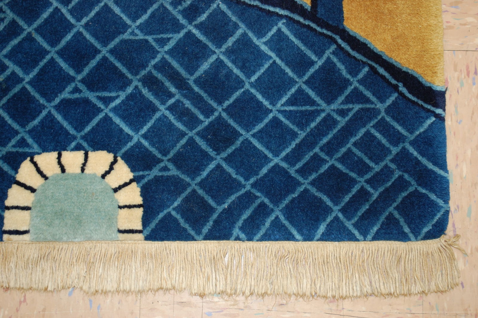 c1950s ANTIQUE PICTURAL CHINESE RUG OF MAN RIDING THE DONKY,SIZE OF 2'7" X 5'1" - 7