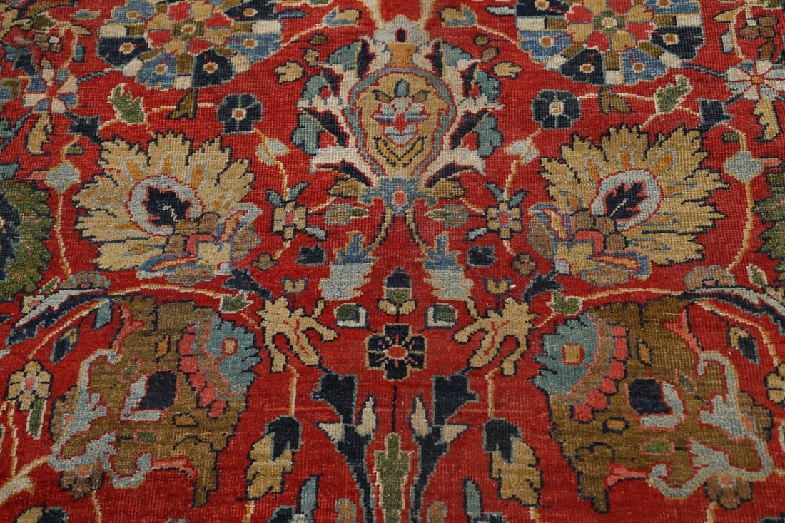 Pre-1900 Vegetable Dye Sultanabad Persian Area Rug 10x13 - 11