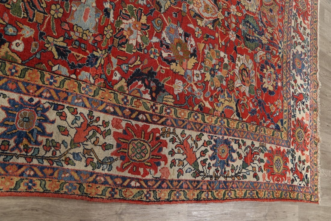 Pre-1900 Vegetable Dye Sultanabad Persian Area Rug 10x13 - 16