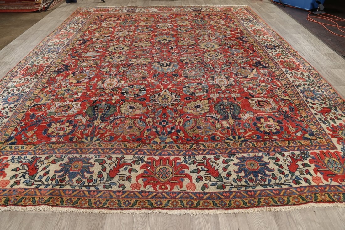 Pre-1900 Vegetable Dye Sultanabad Persian Area Rug 10x13 - 18