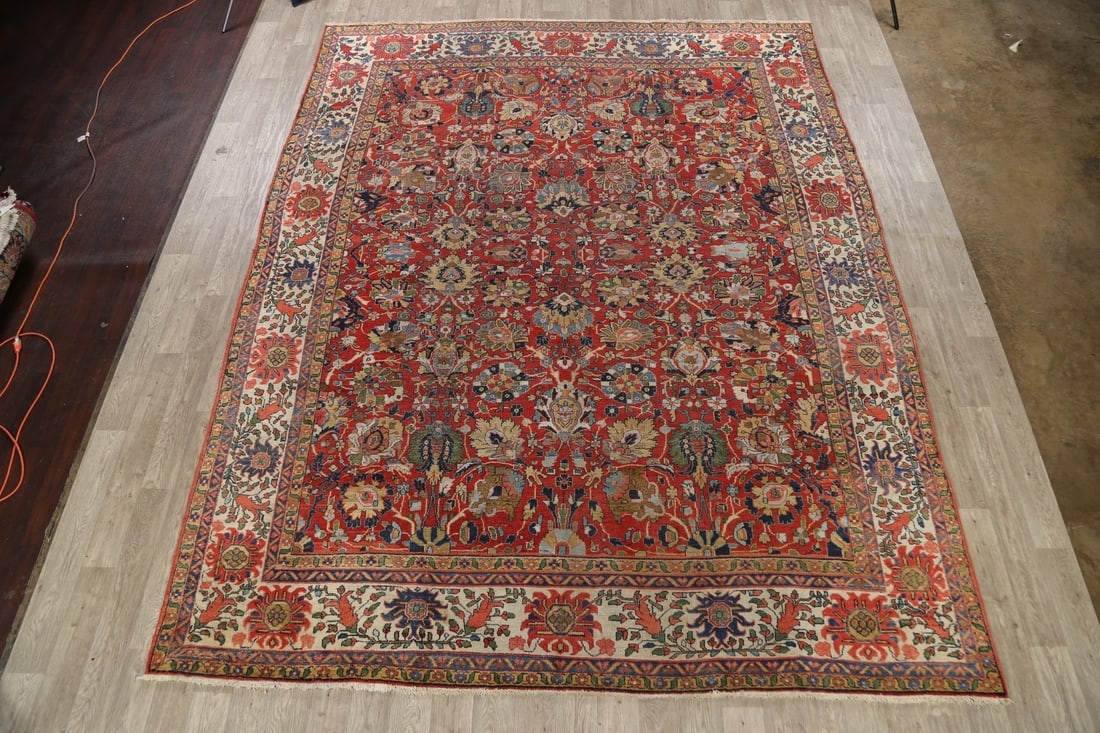 Pre-1900 Vegetable Dye Sultanabad Persian Area Rug 10x13 - 2