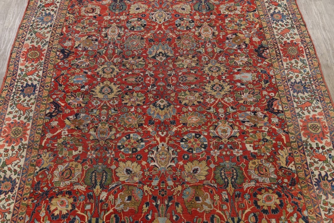 Pre-1900 Vegetable Dye Sultanabad Persian Area Rug 10x13 - 3