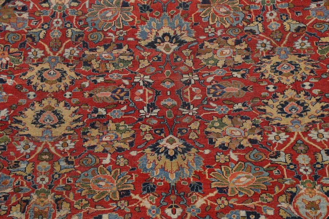 Pre-1900 Vegetable Dye Sultanabad Persian Area Rug 10x13 - 4