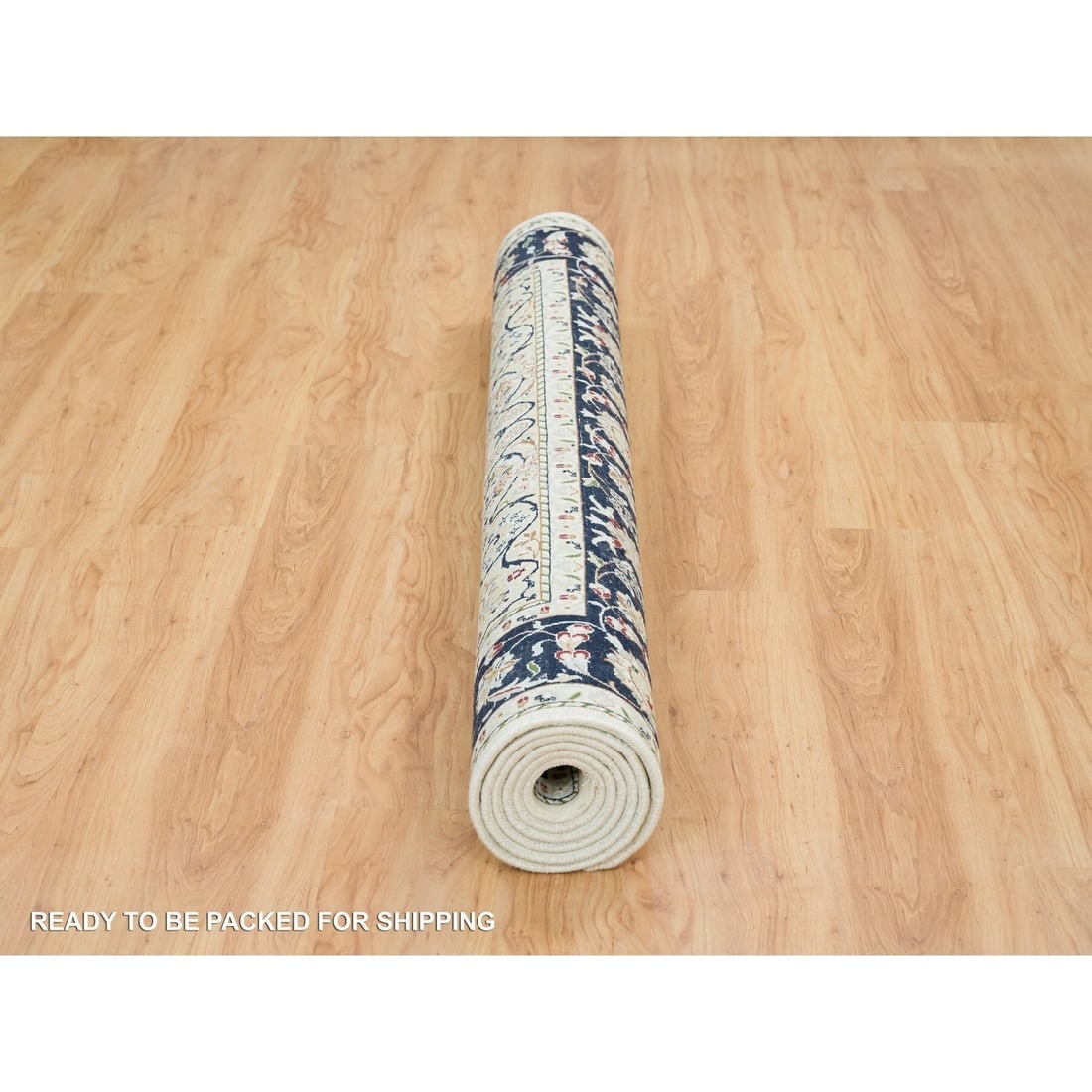 Ivory, Natural Wool Hand Knotted, Nain Design 250 KPSI Rug - 9