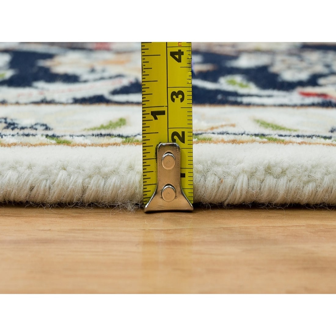 Ivory, Natural Wool Hand Knotted, Nain Design 250 KPSI Rug - 10