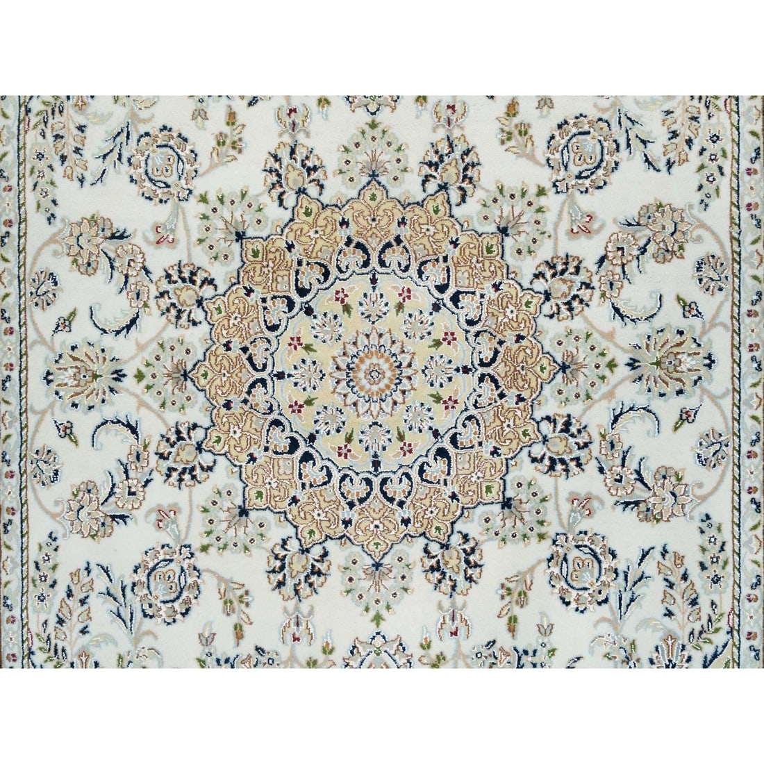 Ivory, Natural Wool Hand Knotted, Nain Design 250 KPSI Rug - 8