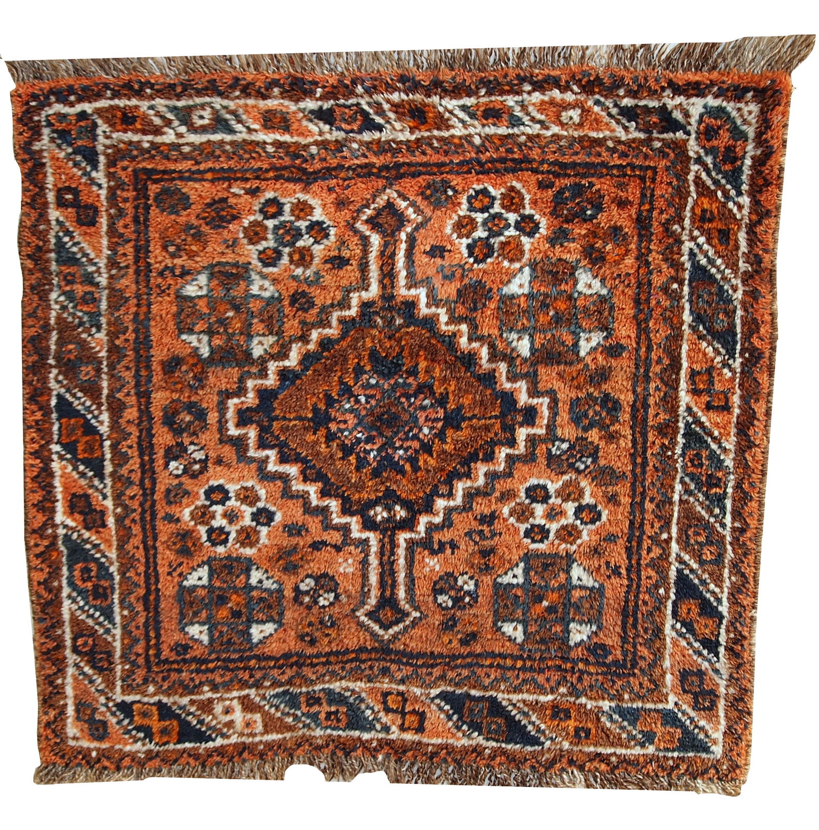 Handmade antique collectible Persian Shiraz bagface 2.6' x 2.8' ( 81cm x 85cm ) 1900s (1 of 13)